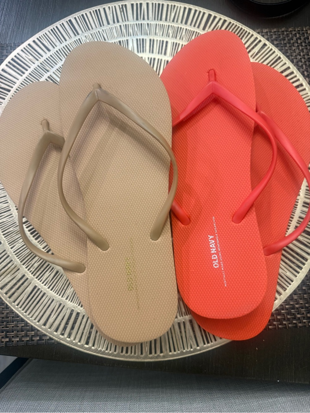Old Navy Women's Flip Flops (2pairs) - Orange and Taupe